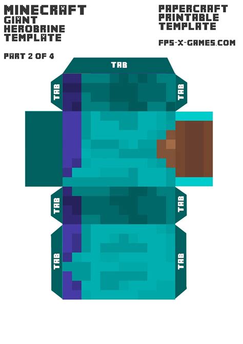 Minecraft Herobrine Printable Template Character 2 Of 4