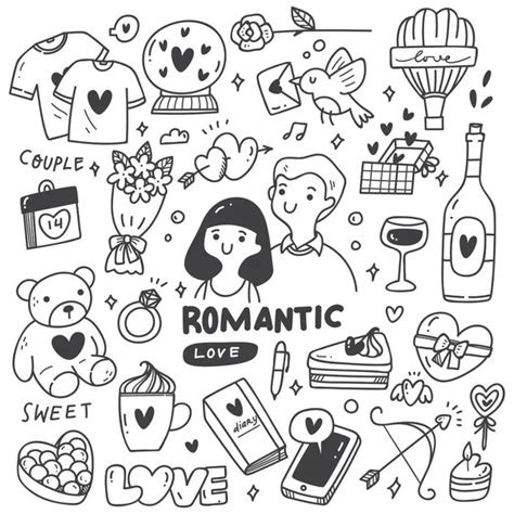 cute random doodle romantic icon set vector illustration stock vector by ©mhatzapa 693797762