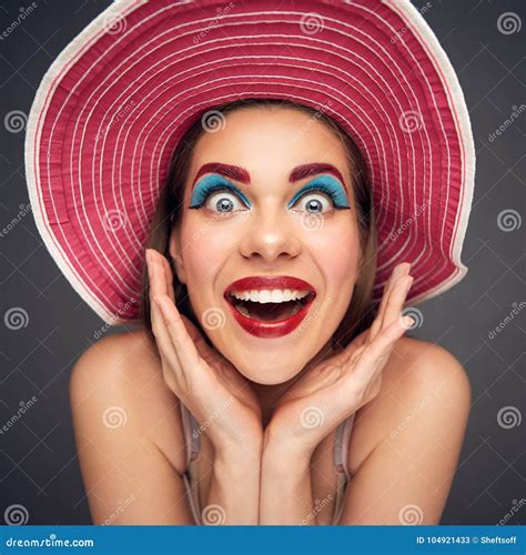 Close Up Face Portrait Of Emotional Crazy Woman Stock Image Image Of