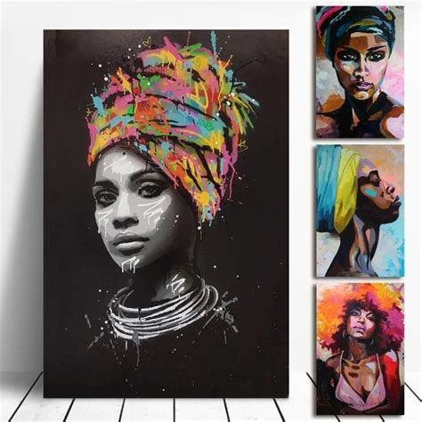 Afro Art Africa Women Canvas Painting Wall Art Colorful Picture Home