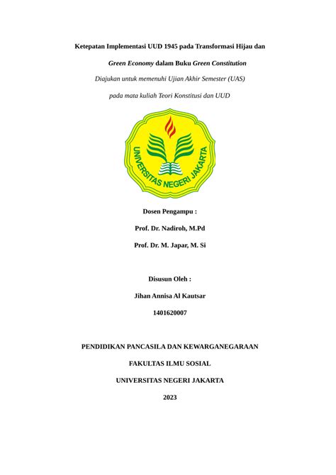 Pdf Ketepatan Implementasi Uud Pada Transformasi Hijau Dan Green