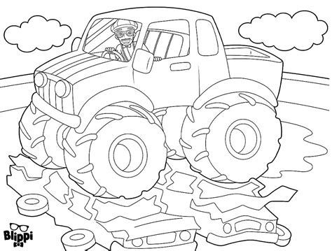 Blippi Garbage Truck Coloring Page : Download printable big garbage