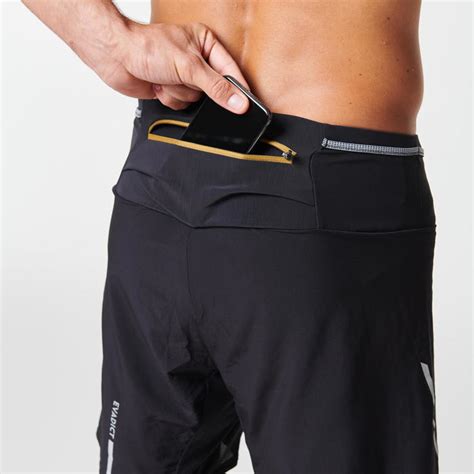 Mens Comfort Trail Running Tight Shorts Black Decathlon