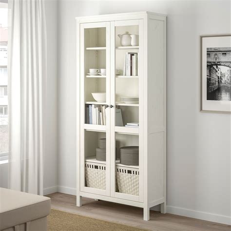 Hemnes Glass Door Cabinet White Stain 35 38x77 12 Ikea In 2020