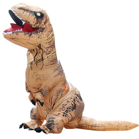 Satin lapel, covered button, and details. Adult Inflatable T-REX Costumes Brown Dinosaur Halloween ...