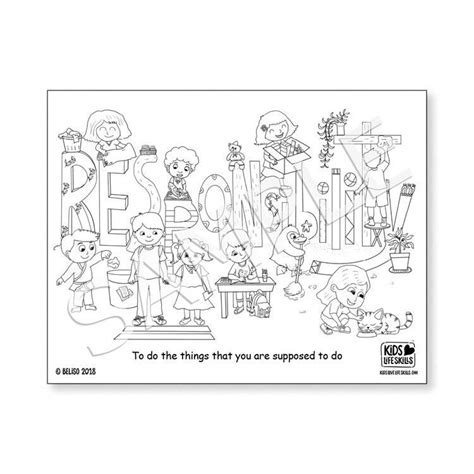 Responsibility Life Skills Coloring Sheet – Kids Love Life Skills