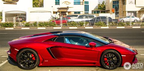 Shimmering Beauty Candy Red Lamborghini Aventador Roadster