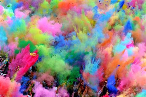 Free Download Colorful Atmosphere In Holi Festival With Different