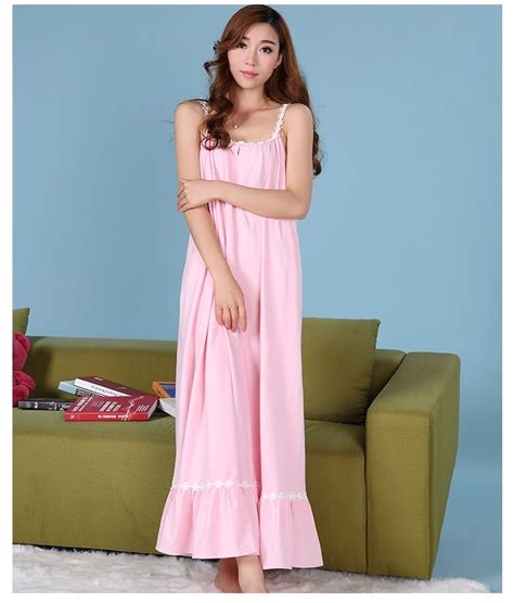 Buy Plus Size Long Cotton Women Nightgown Strap Princess Sexy Sleepdress Women