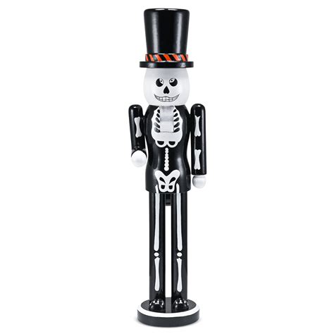 Ornativity Christmas Scary Skeleton Nutcracker Black And White Wooden