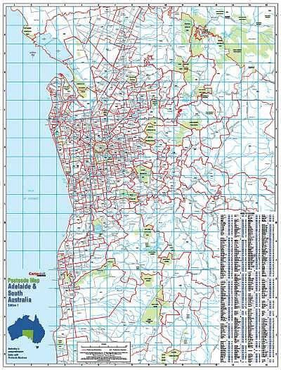 Adelaide And South Australia Postcode Map Buy Postcode Map Of Adelaide