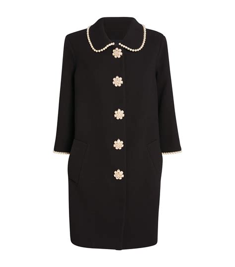 Andrew Gn Wool Pearl Embellished Coat Harrods Us