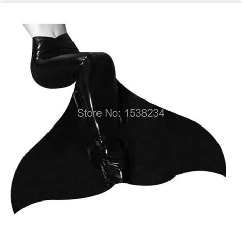 Costume Queue De Sirène Sexy En Latex Combinaison Noire En Caoutchouc