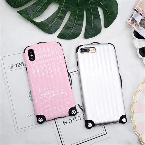Suitcase Style Soft Inner Phone Case For Iphone 7 8 Plus Smooth Hard