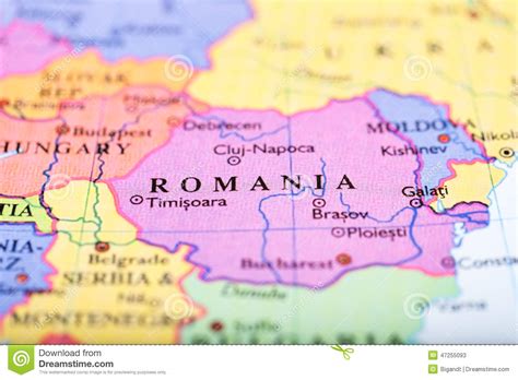 Map Of Europe Centered On Romania Stock Photo Image