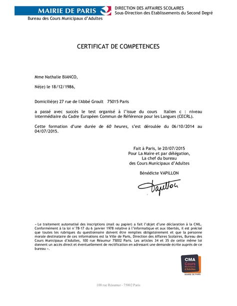 Certificat De Competences