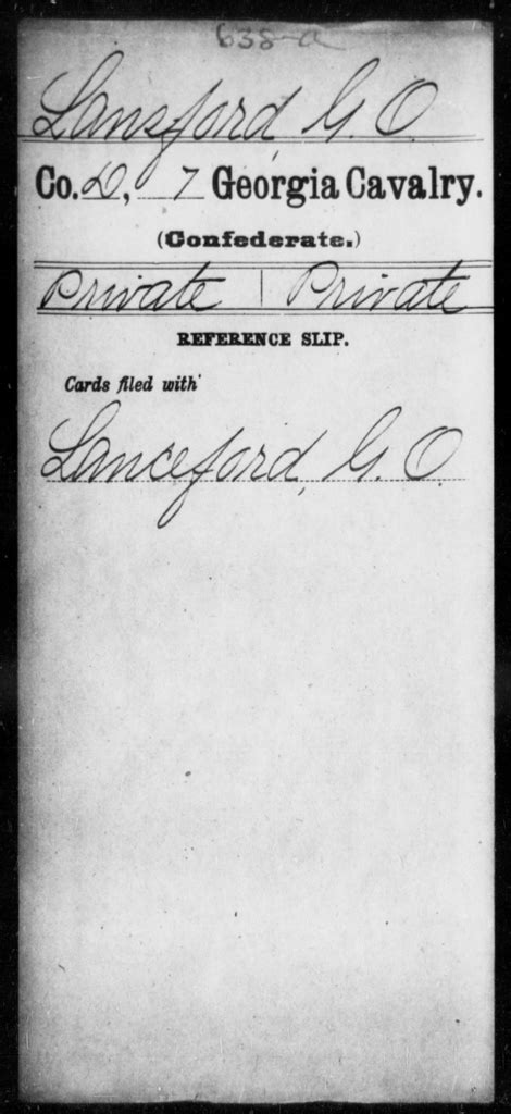 Confederate Army Carded Records Lansford G O 7th Cavalry Nara