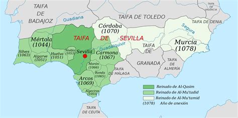 The Taifa Of Seville 1019 1091 Ad Map Of Spain Almeria Granada