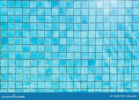 Blue Ceramic Tile Mosaic In Swimming Pool Seamless Texture Stock