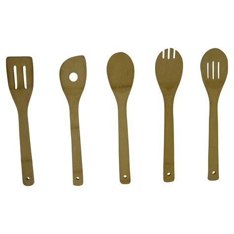 Imusa Imusa 5pc Bamboo Set Slotted Spatula Risotto Spoon Slotted