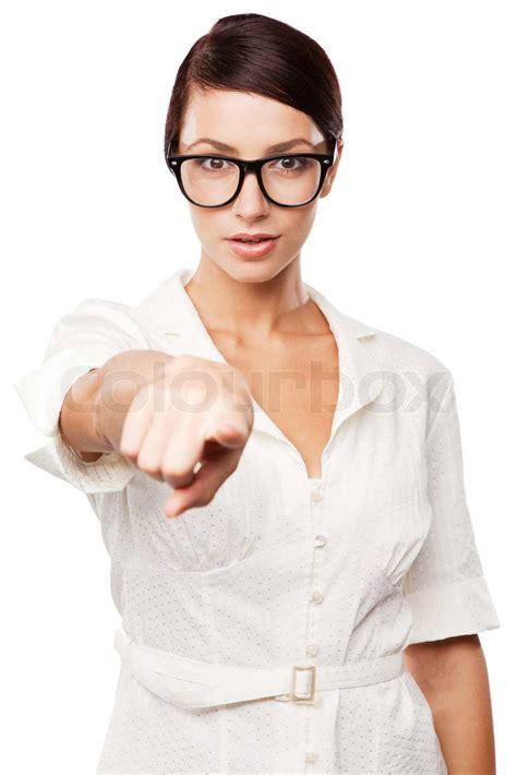 Strict Woman In Large Glasses Stock Image Colourbox