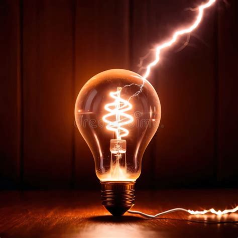 Electric Lightbulb with Electric Sparks and Lightning, Indicating