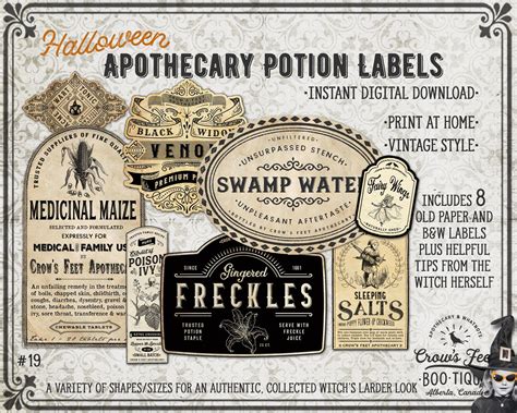 Potion Labels Potion Bottle Jar Labels Halloween Apothecary Labels