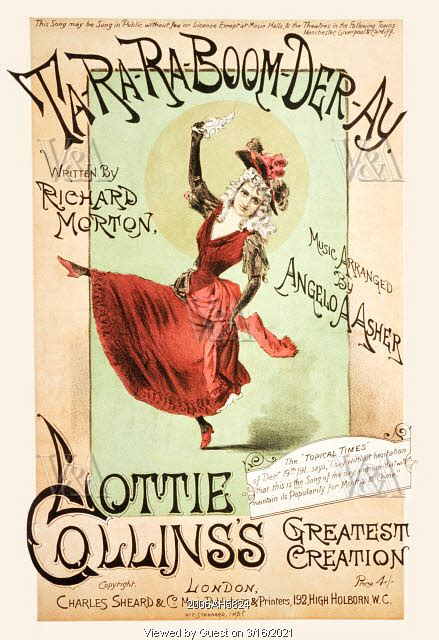 Lottie Collins In Ta Ra Ra Boom Der Ay Composed By Angelo A Asher London England Late 19th