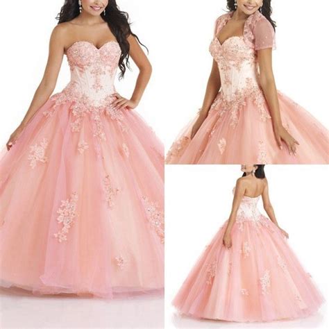 Hot Sale Quinceanera Dresses Pink Tulle With Jacket Ball Gown Custom Made Applique Beaded Pleats