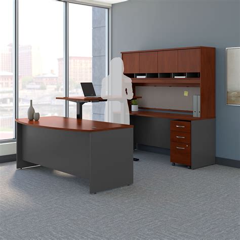 Bush Business Furniture Series C 72 In U Shaped Desk With Adjustable Height Bridge And Storage