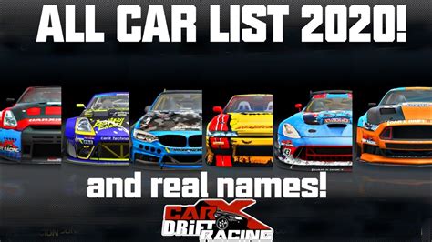 All Car List Carx Drift Racing And Real Names 2020 By Street D Youtube