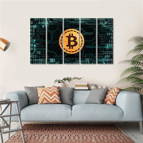 Have you purchased this product? Bitcoin With Binary Code Multi Panel Canvas Wall Art