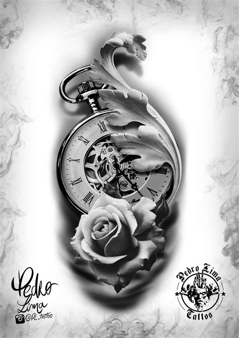Roses And Clock Tatuajes De Relojes Tatuaje Reloj De Bolsillo