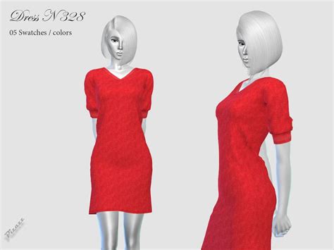 Sims 4 — Dress N 328 By Pizazz — New Mesh Included 05 Color Swatches