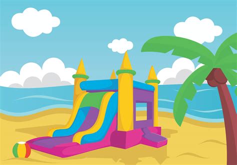 Illustration Of Bouncy Castle On Beach 128276 Vector Art at Vecteezy