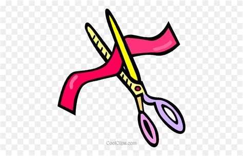 Scissors Cutting Ribbon Royalty Free Vector Clip Art Illustration