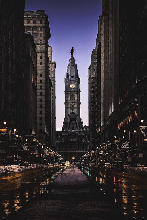 Philadelphia Winter Evening By K S Edited By Mfl Philadelphia City