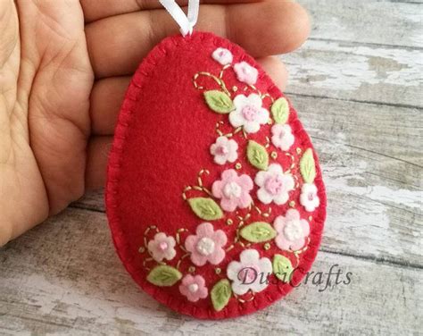 Felt Easter Decoration Felt Egg With Daffodil Flower Easter Etsy Felt