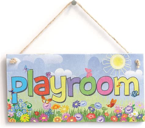 Playroom Kids Sign Handmade Shabby Chic Wooden Door Signplaque