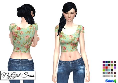 Nygirl Sims 4 Basic Fitted Crop T Shirt