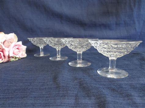 4 Fostoria American Clear Glass Low Sherbet Dishes Set Of 4 Second Wind Vintage
