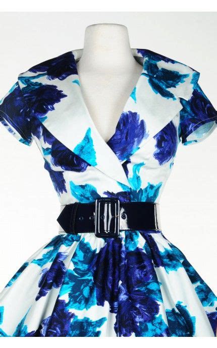 Pinup Couture Birdie Dress In Vintage Blue Rose Pinup Girl Clothing