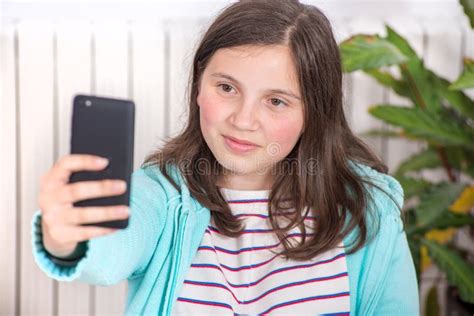 Young Teen Girl Making A Selfie Stock Photo Image Of Attractive