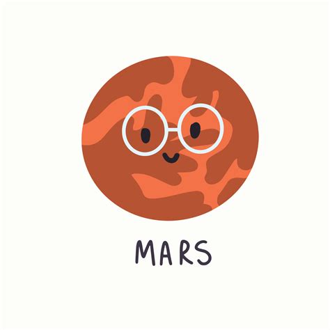 Illustration Of Planet Mars With Face In Hand Draw Style 4342581 Vector