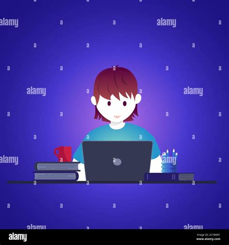Online Education Self Learning Concept Vector Illustration Student