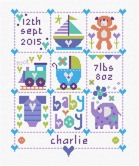 Walmart.com has been visited by 1m+ users in the past month Baby Girl Squares - Baby Birth Sampler | Baby cross stitch ...