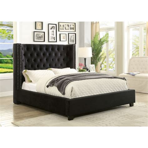 Homeroots Decor Solid Wood California King Size Bed With Padded