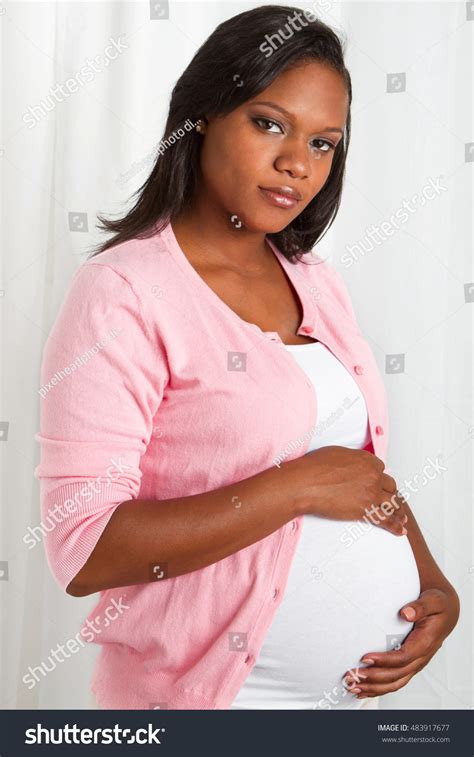 Beautiful African American Pregnant Woman Stock Photo 483917677