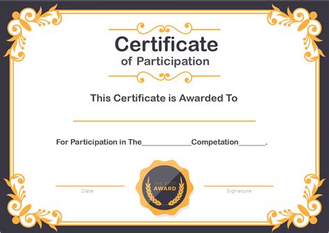 Printable Online Certificate Of Participation Template Pdf