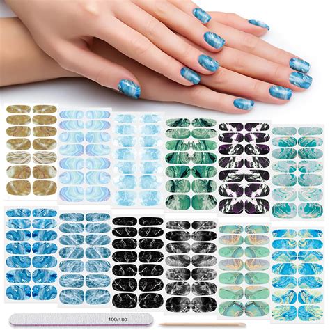 Marble Nail Polish Strips Danneasy 12 Sheets Nail Wraps For Women Self Adhesive